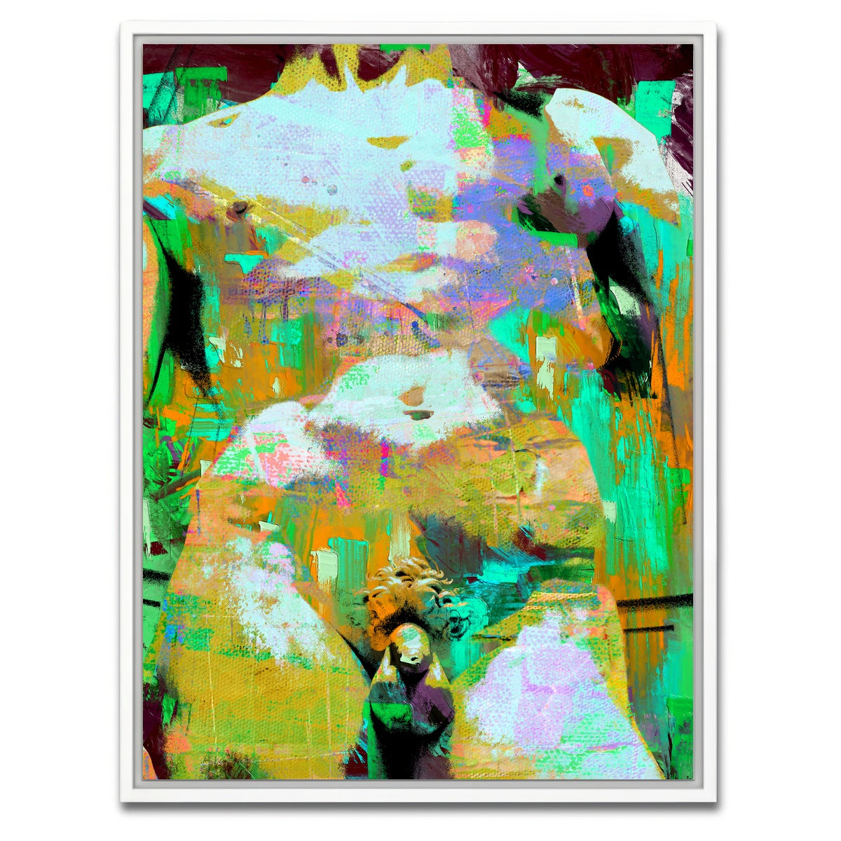AUTO-MOCKUP WHITE | michelangelo david torso | 1 Piece | White Framed Canvas | group=3x4