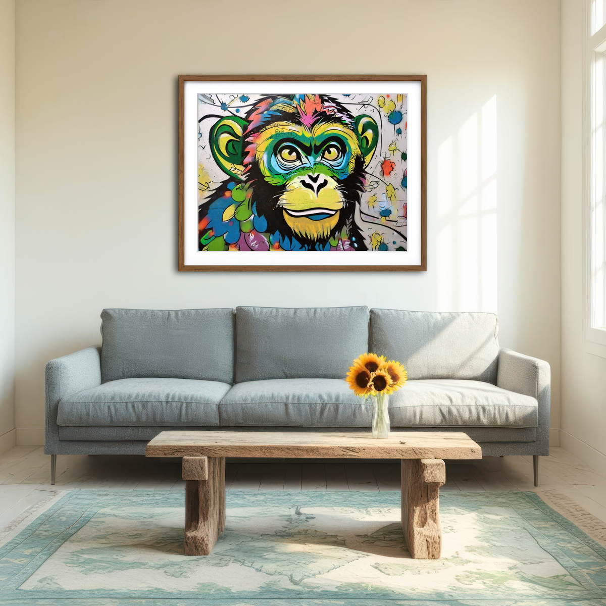 AUTO-MOCKUP ROOM | Monkey Graffiti Wall Art