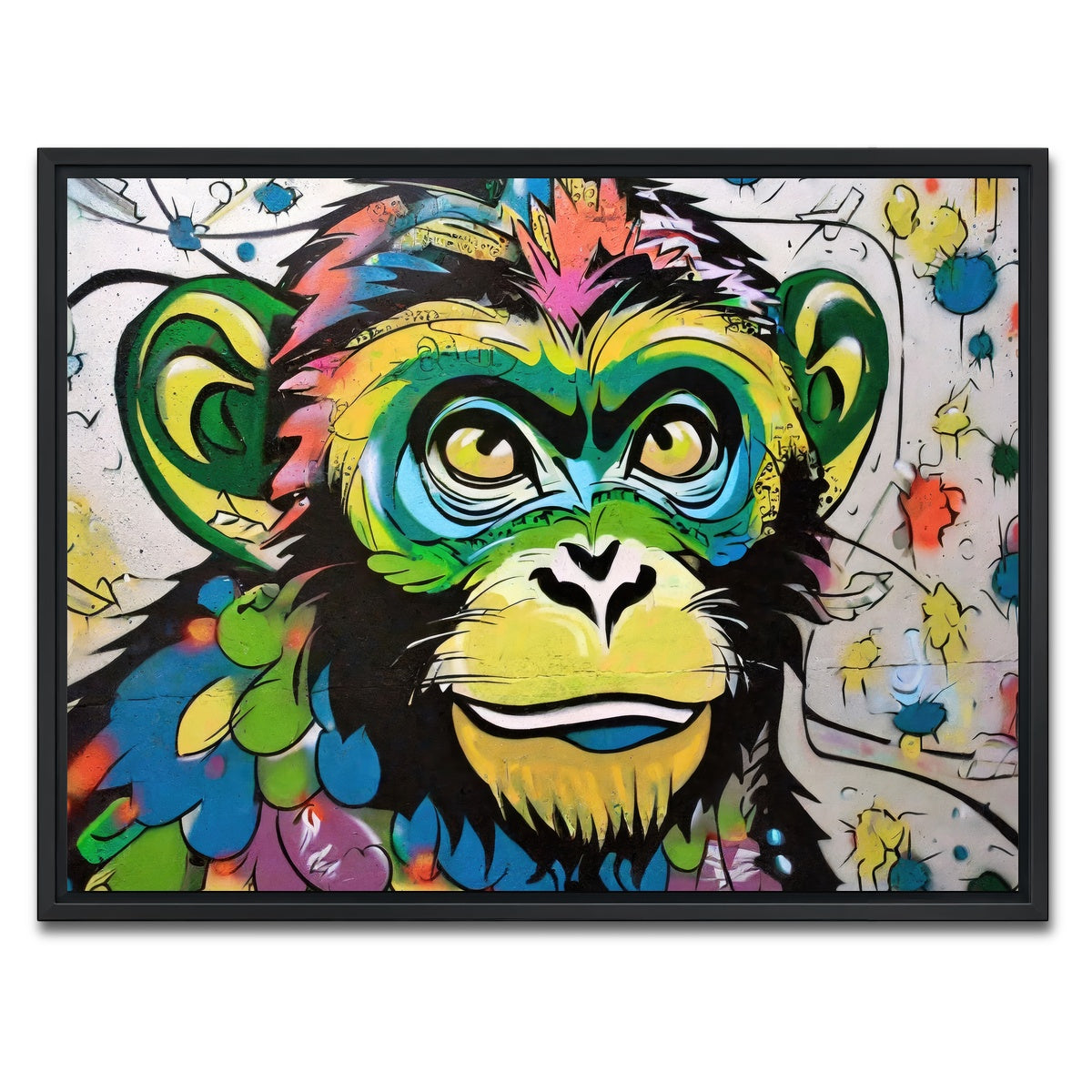 AUTO-MOCKUP WHITE | monkey graffiti | 1 Piece | Black Framed Canvas | group=4x3