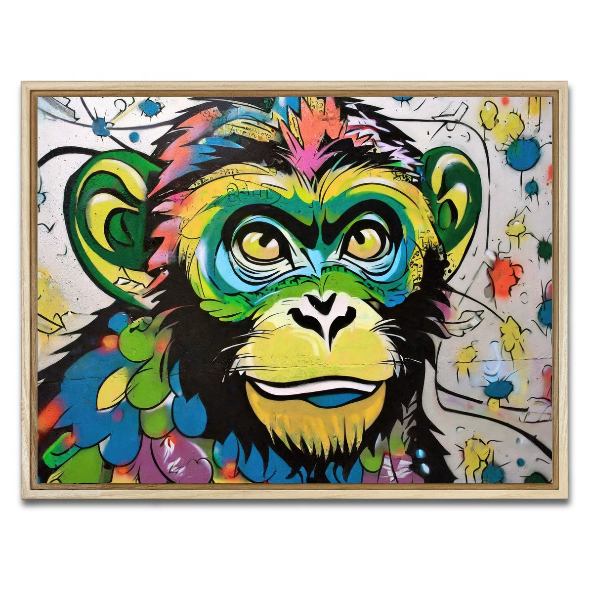 AUTO-MOCKUP WHITE | monkey graffiti | 1 Piece | Natural Framed Canvas | group=4x3