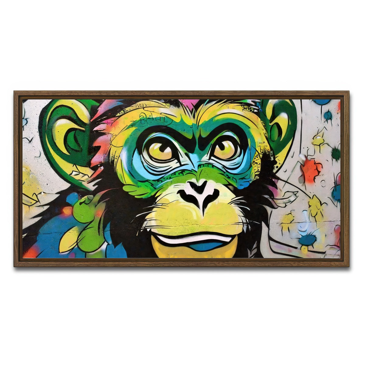 AUTO-MOCKUP WHITE | monkey graffiti | 1 Piece | Walnut Framed Canvas | group=2x1