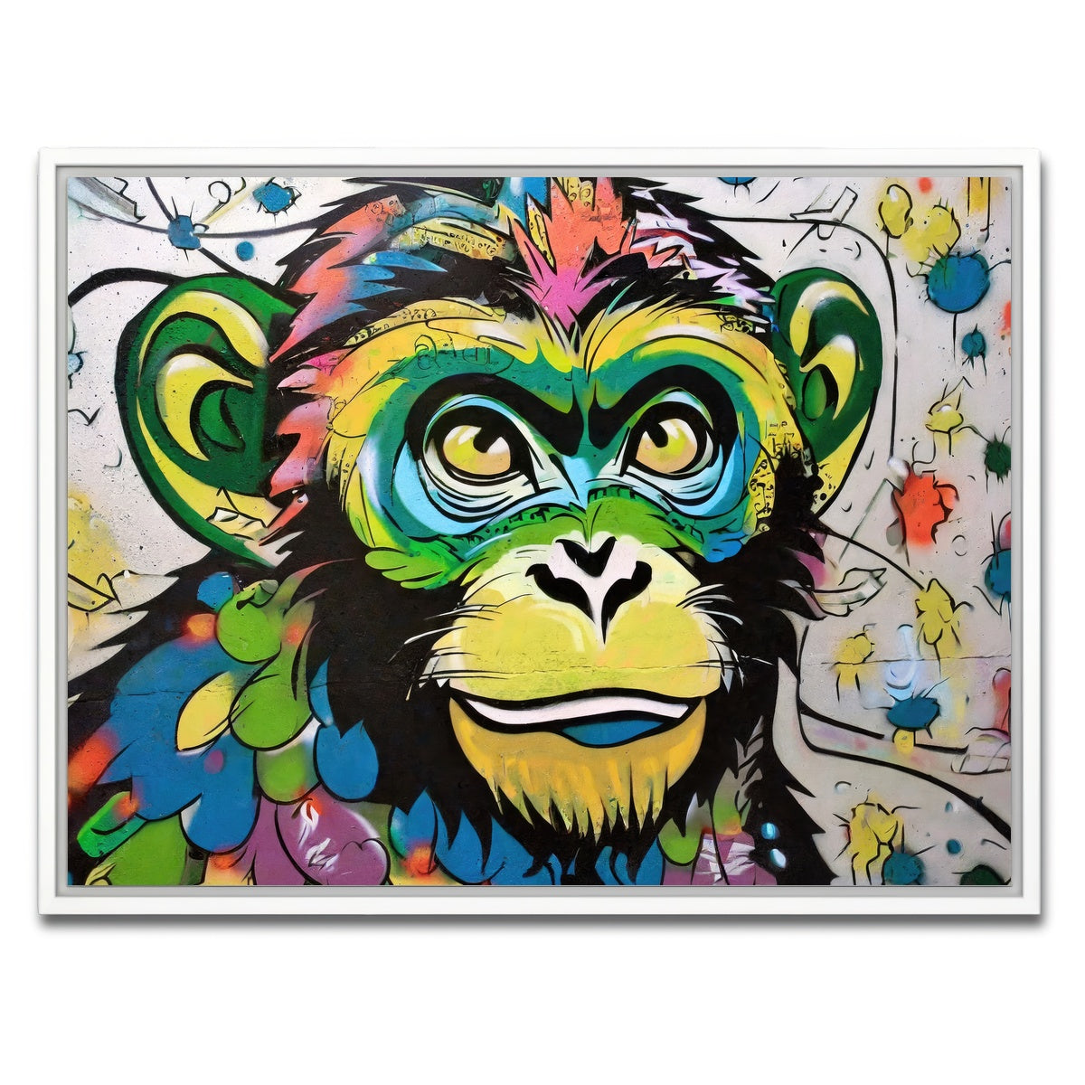 AUTO-MOCKUP WHITE | monkey graffiti | 1 Piece | White Framed Canvas | group=4x3