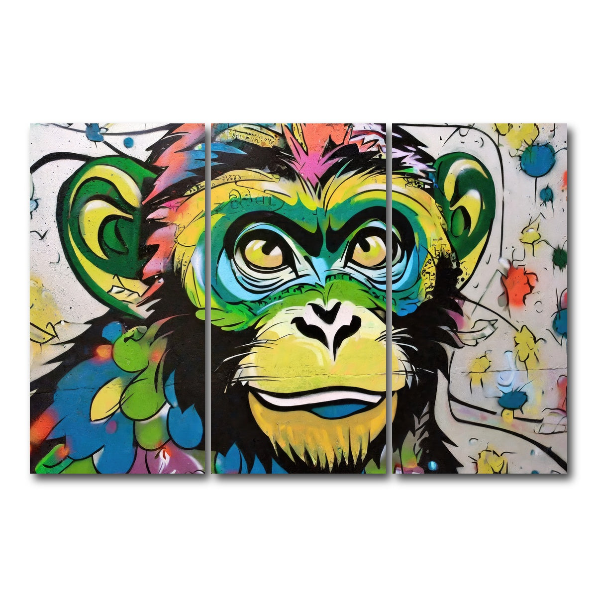 AUTO-MOCKUP WHITE | monkey graffiti | 3 Piece | Gallery Wrap Canvas | group=12x24