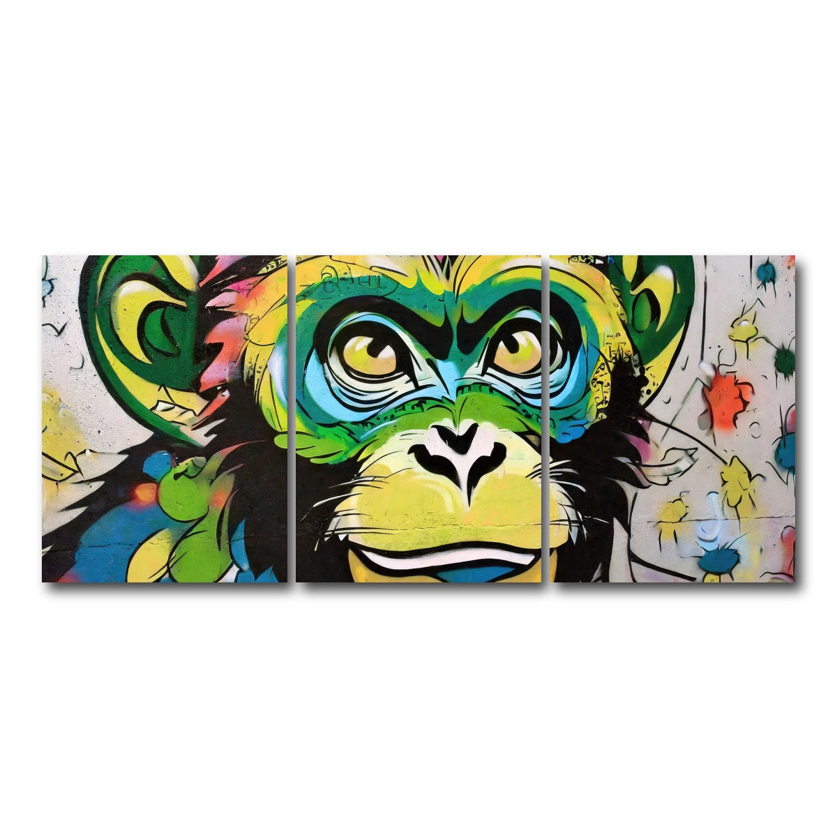 AUTO-MOCKUP WHITE | monkey graffiti | 3 Piece | Gallery Wrap Canvas | group=18x24