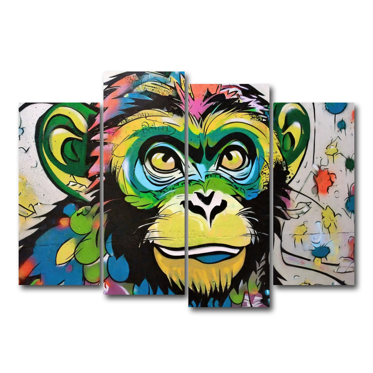 AUTO-MOCKUP WHITE | monkey graffiti | 4 Piece | Gallery Wrap Canvas | group=4_normal