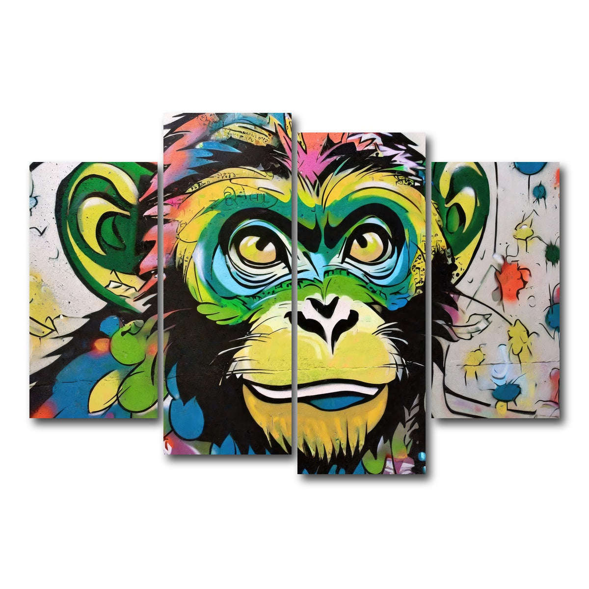 AUTO-MOCKUP WHITE | monkey graffiti | 4 Piece | Gallery Wrap Canvas | group=4_short
