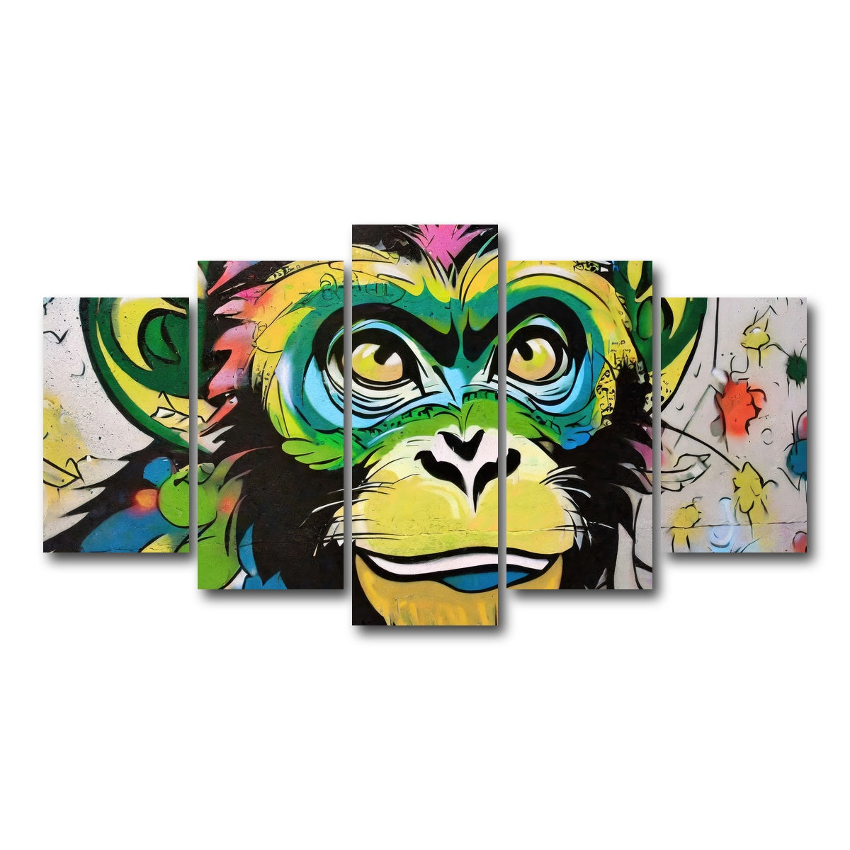 AUTO-MOCKUP WHITE | monkey graffiti | 5 Piece | Gallery Wrap Canvas | group=5_normal