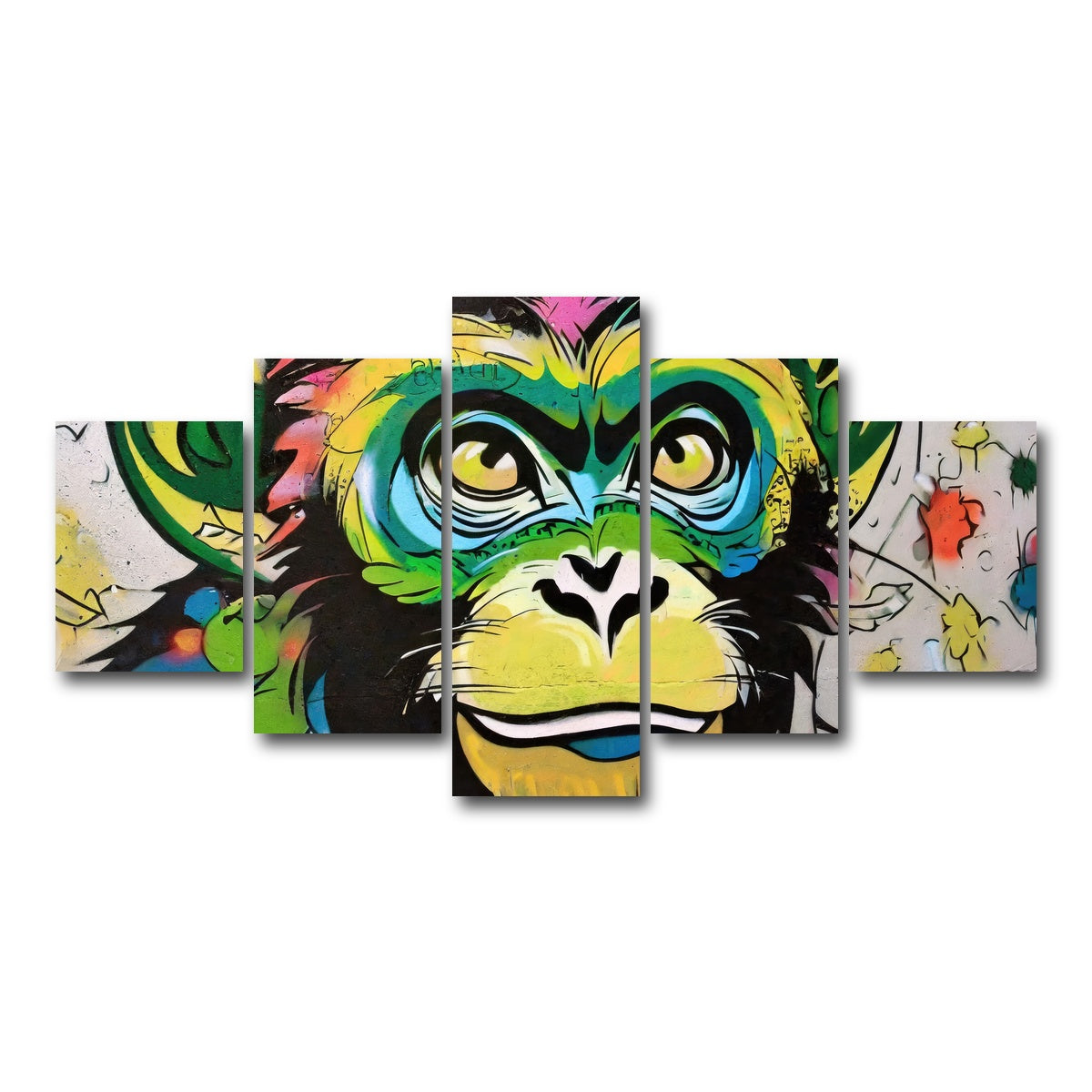 AUTO-MOCKUP WHITE | monkey graffiti | 5 Piece | Gallery Wrap Canvas | group=5_short