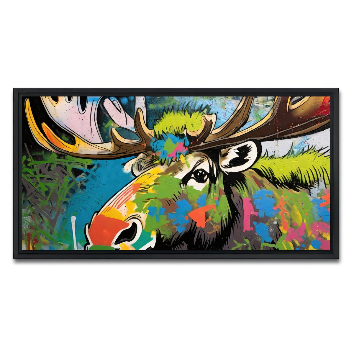 AUTO-MOCKUP WHITE | moose graffiti | 1 Piece | Black Framed Canvas | group=2x1