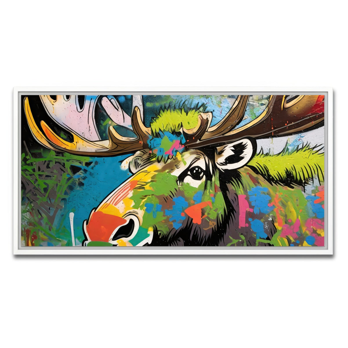 AUTO-MOCKUP WHITE | moose graffiti | 1 Piece | White Framed Canvas | group=2x1
