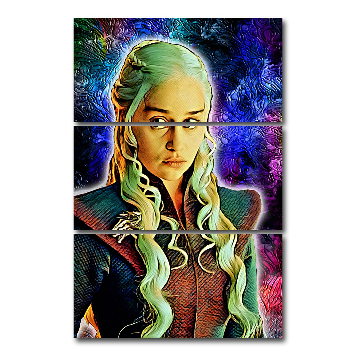 AUTO-MOCKUP WHITE | mother of dragons wall art | 3 Piece | Gallery Wrapped | group=12x24_stacked
