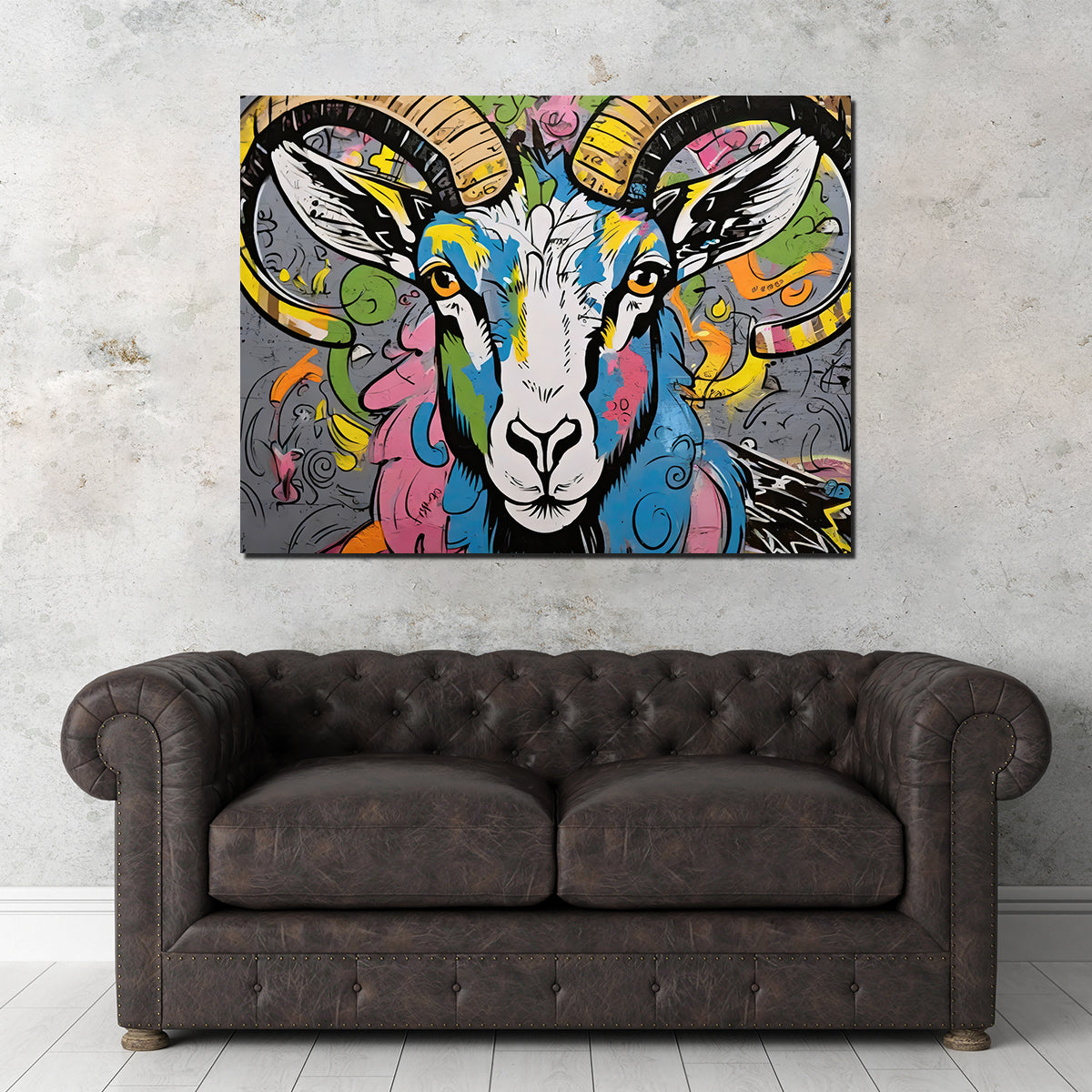 Bighorn Sheep Graffiti Wall Art