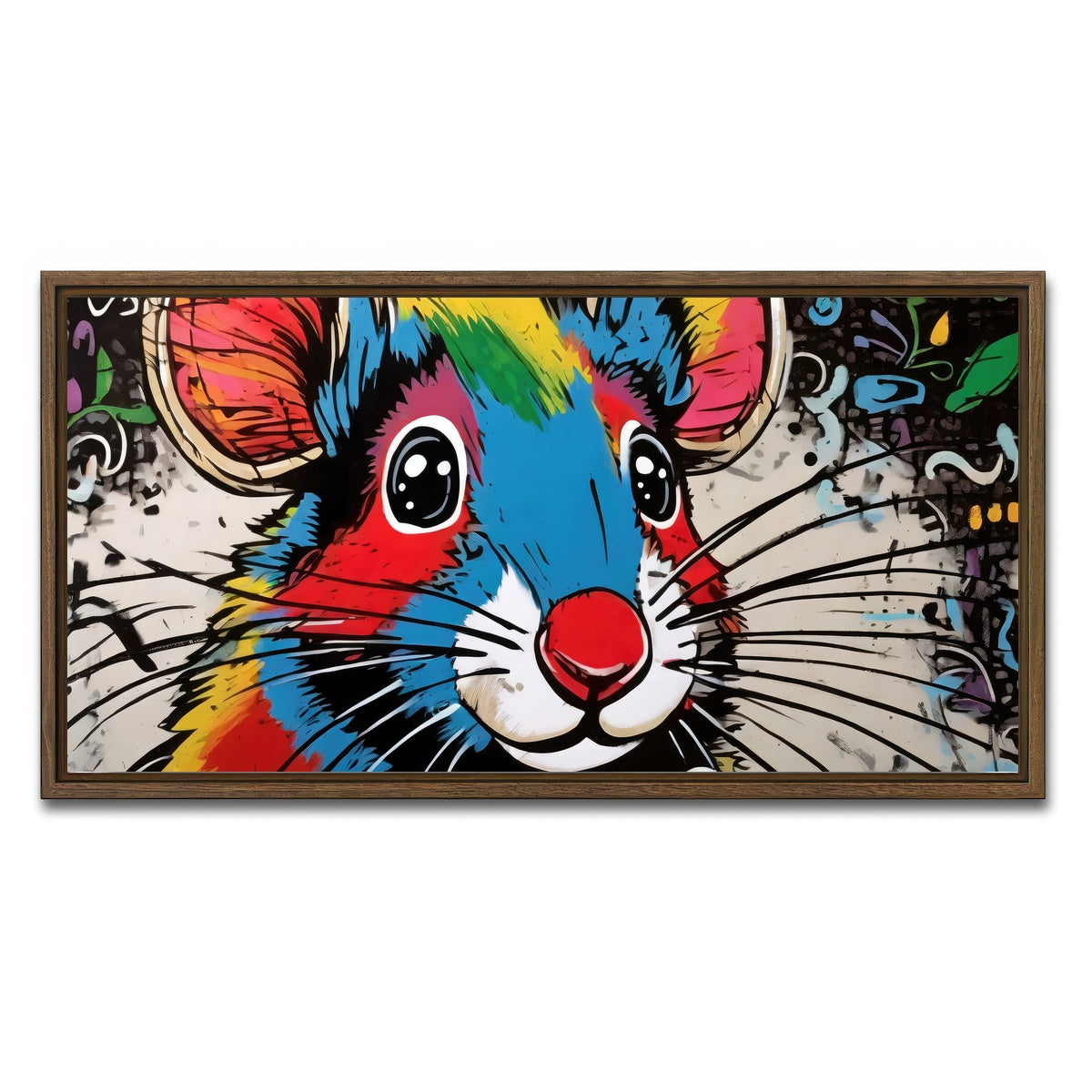 AUTO-MOCKUP WHITE | mouse graffiti | 1 Piece | Walnut Framed Canvas | group=2x1