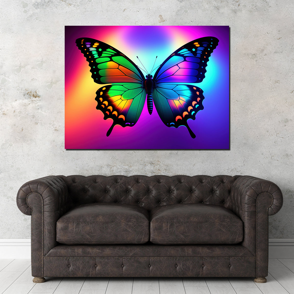 Neon Butterfly Wall Art