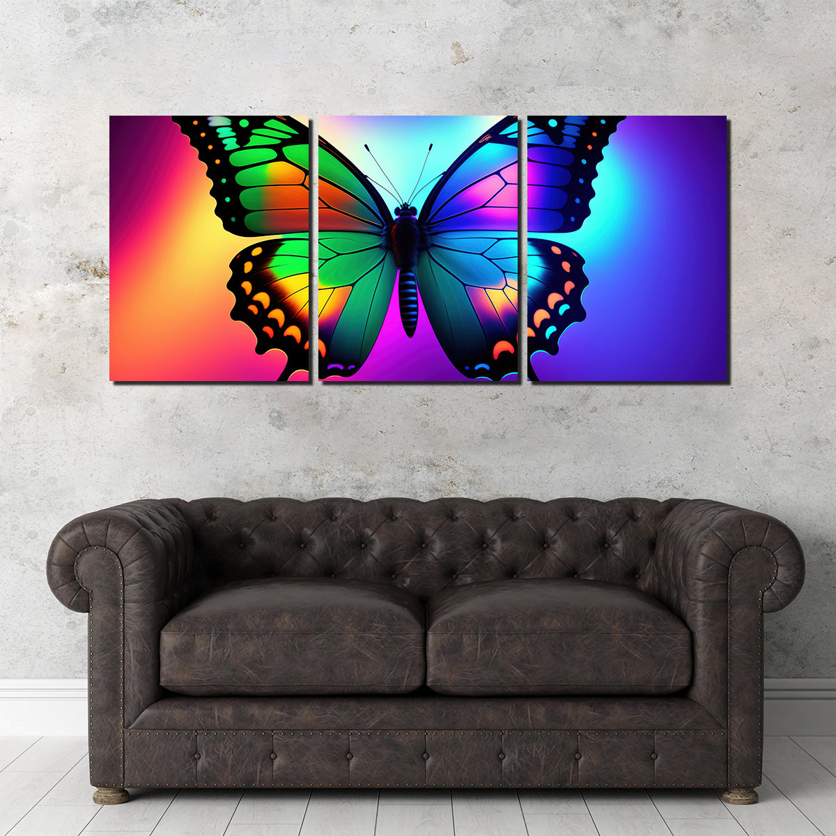 Neon Butterfly Wall Art