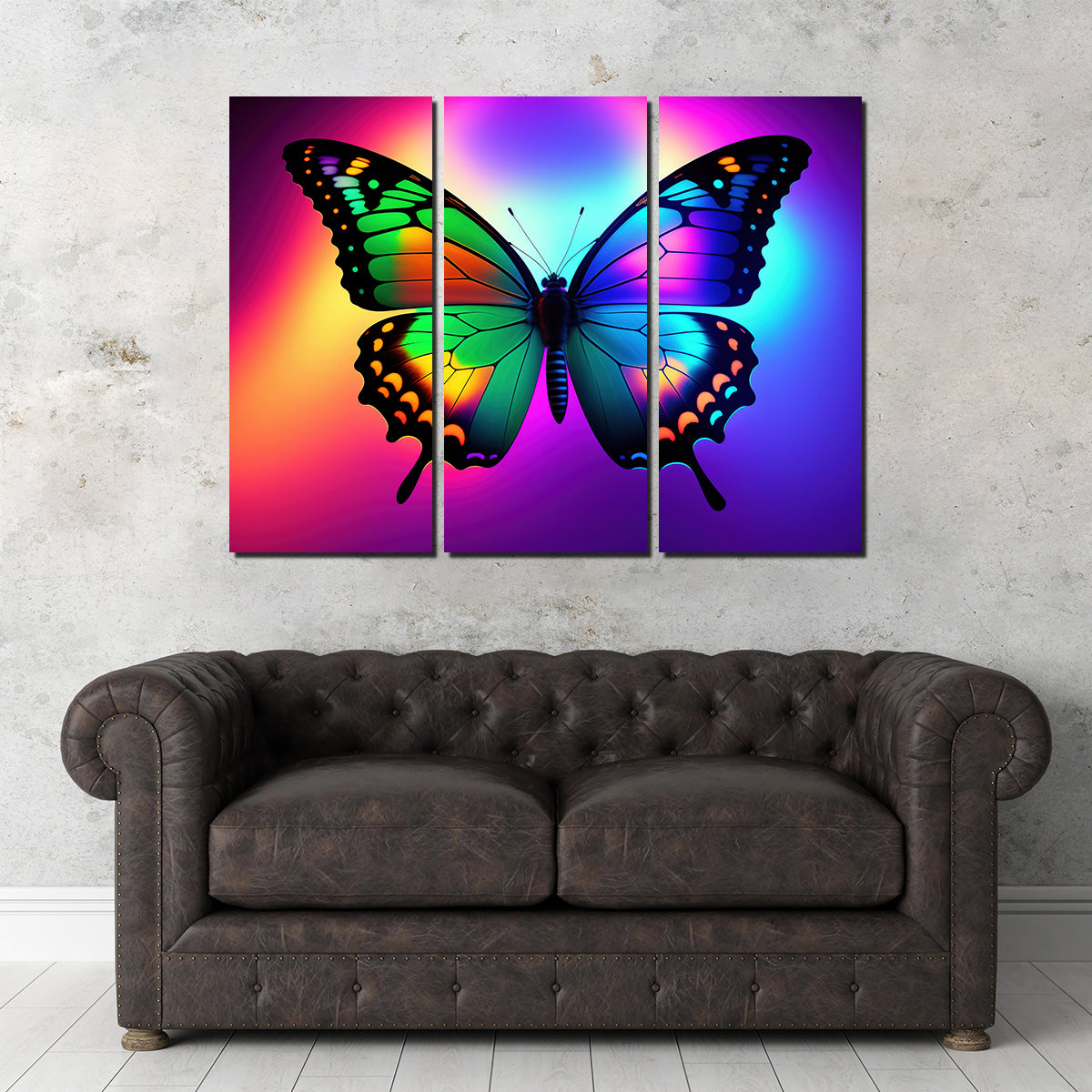 Neon Butterfly Wall Art