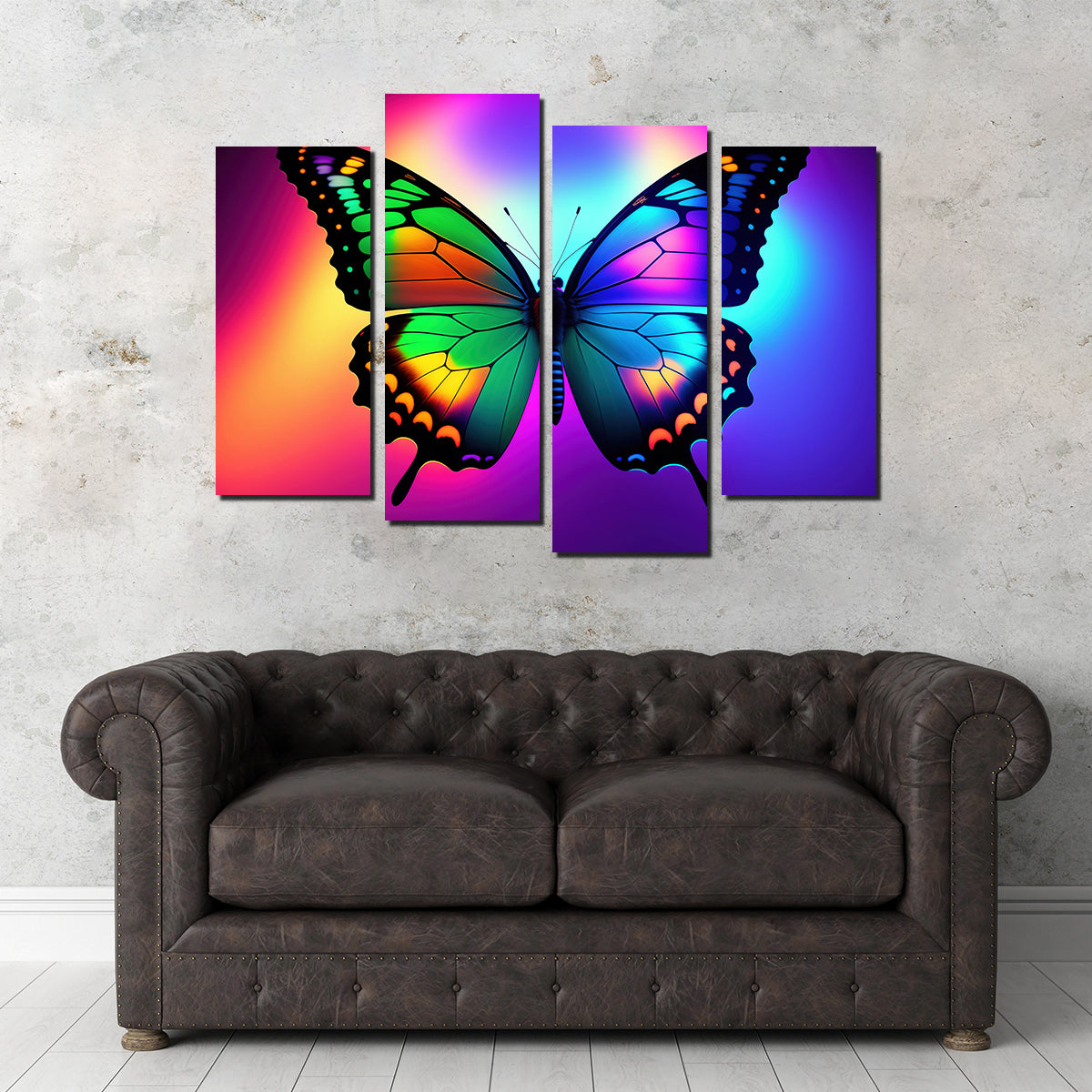 Neon Butterfly Wall Art