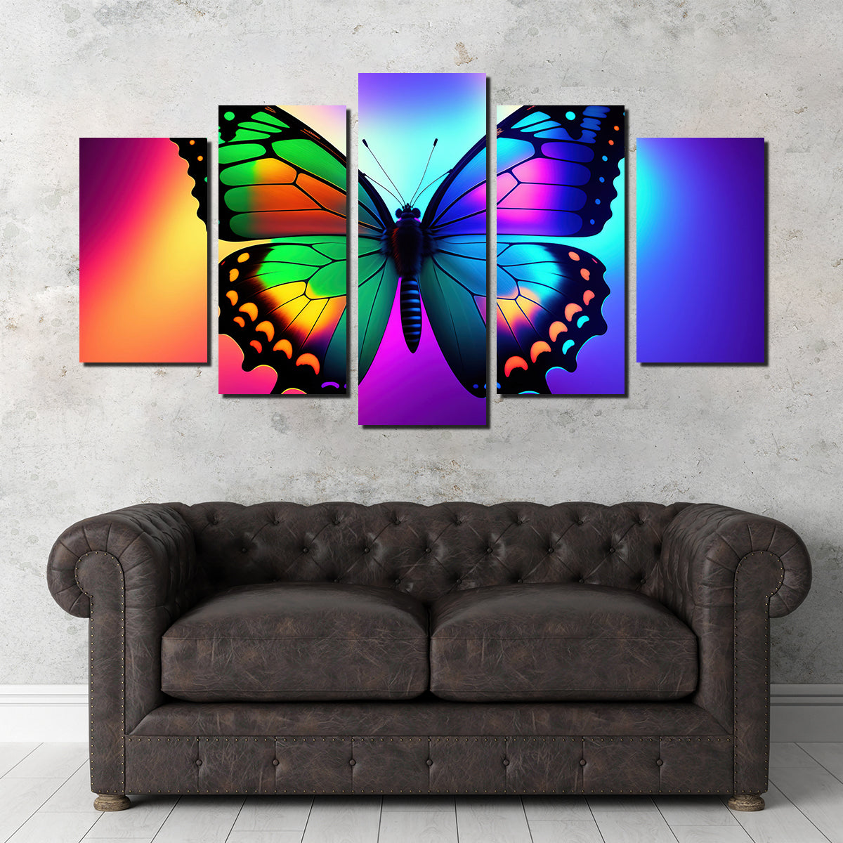 Neon Butterfly Wall Art