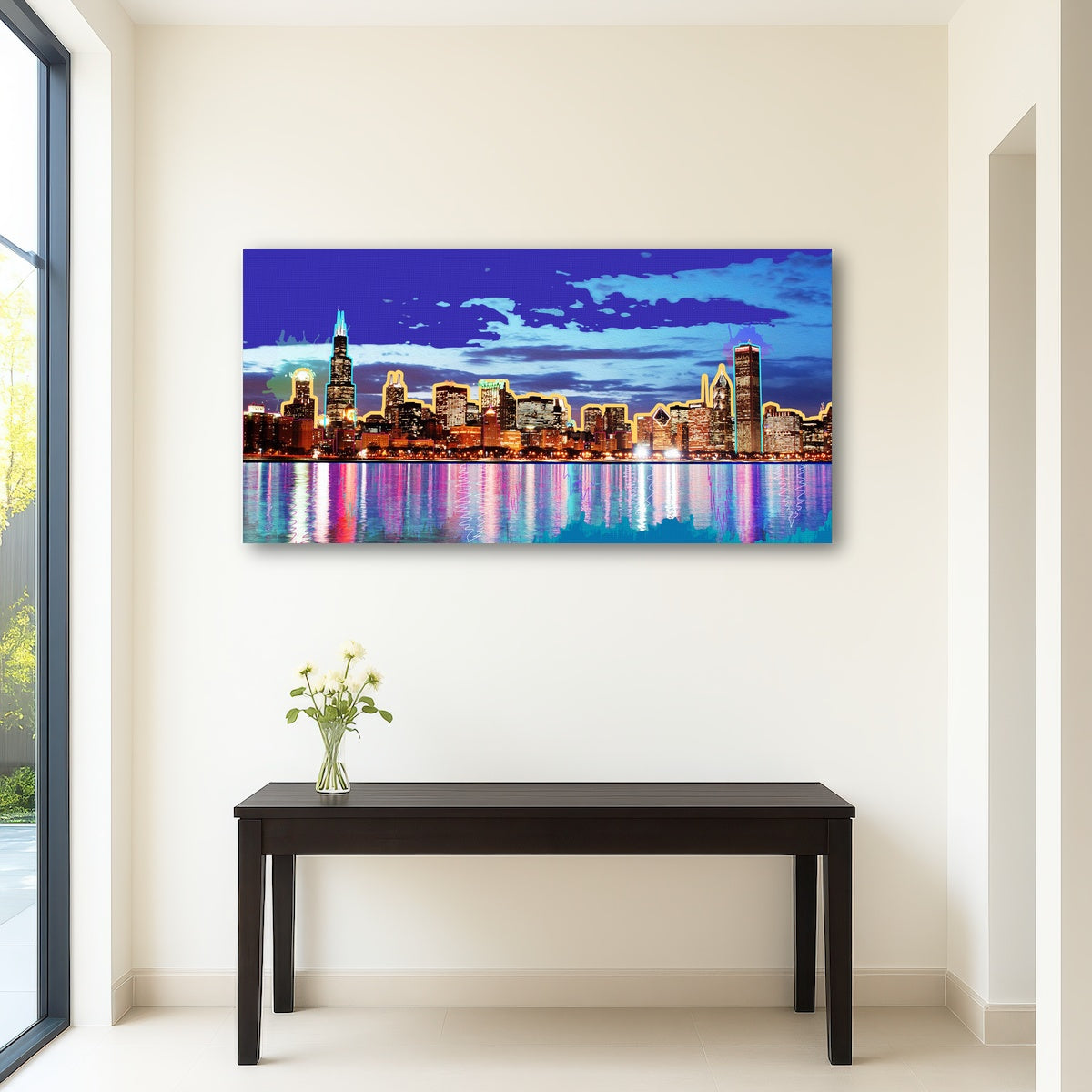 AUTO-MOCKUP ROOM | neon chicago skyline