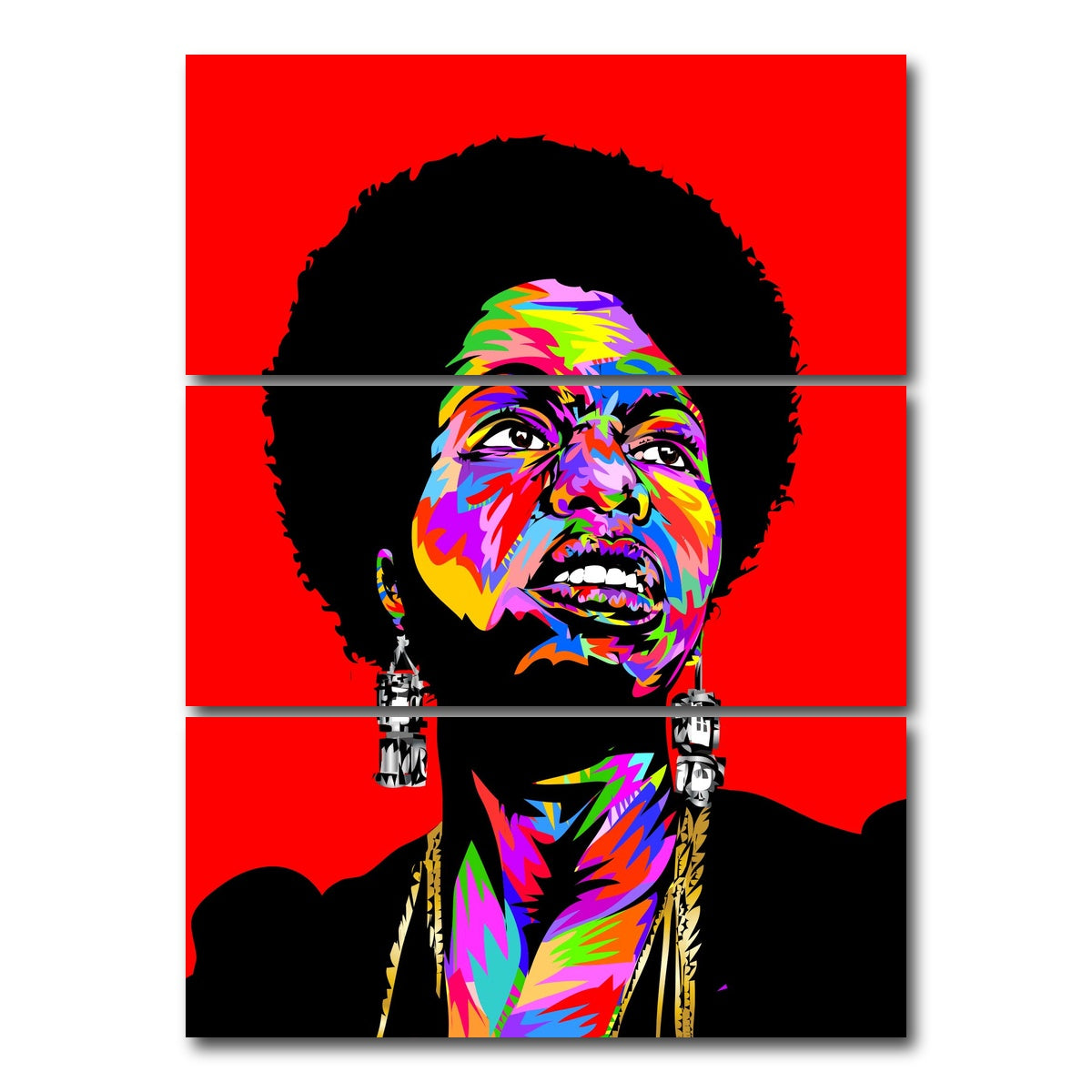 AUTO-MOCKUP WHITE | nina simone | 3 Piece | Gallery Wrap Canvas | group=8x18_stacked