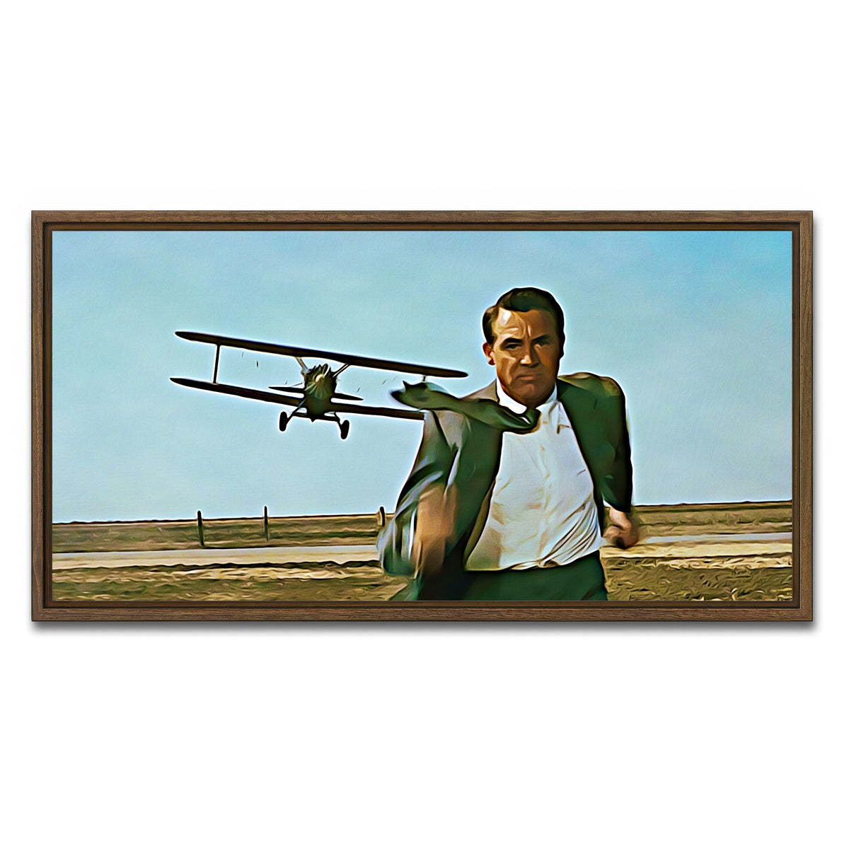 AUTO-MOCKUP WHITE | north by northwest wall art | 1 Piece | Walnut Frame | group=2x1