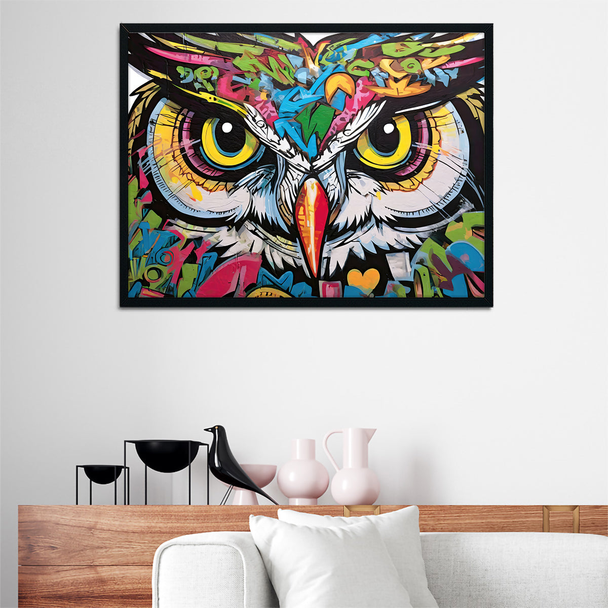 Owl Graffiti Wall Art