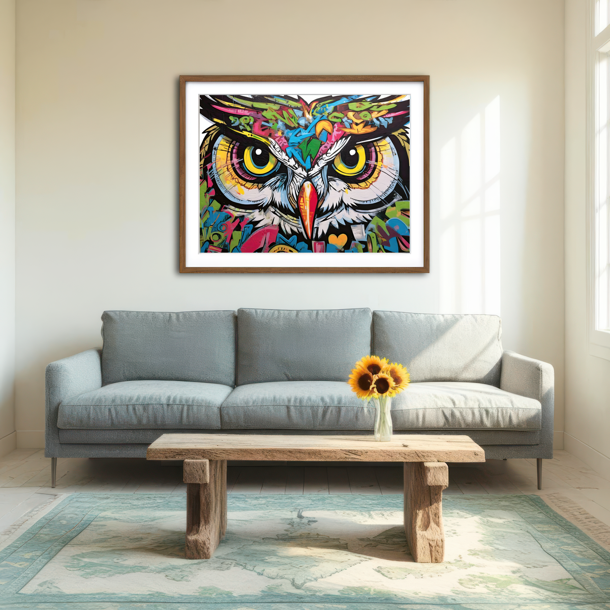 AUTO-MOCKUP ROOM | Owl Graffiti Wall Art