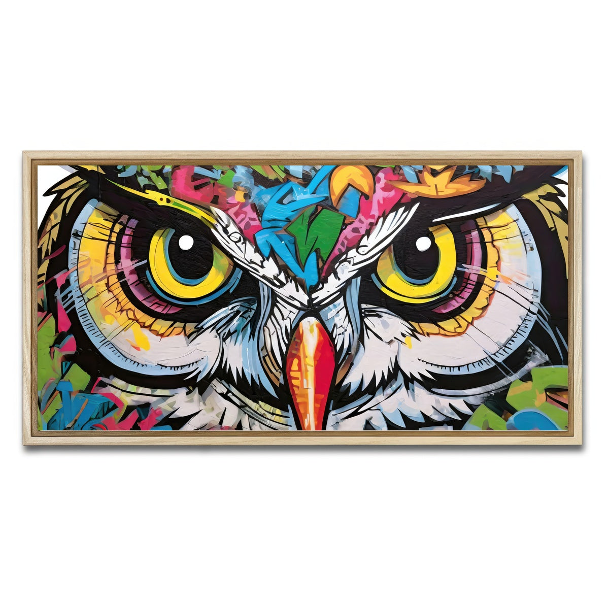 AUTO-MOCKUP WHITE | owl graffiti | 1 Piece | Natural Framed Canvas | group=2x1