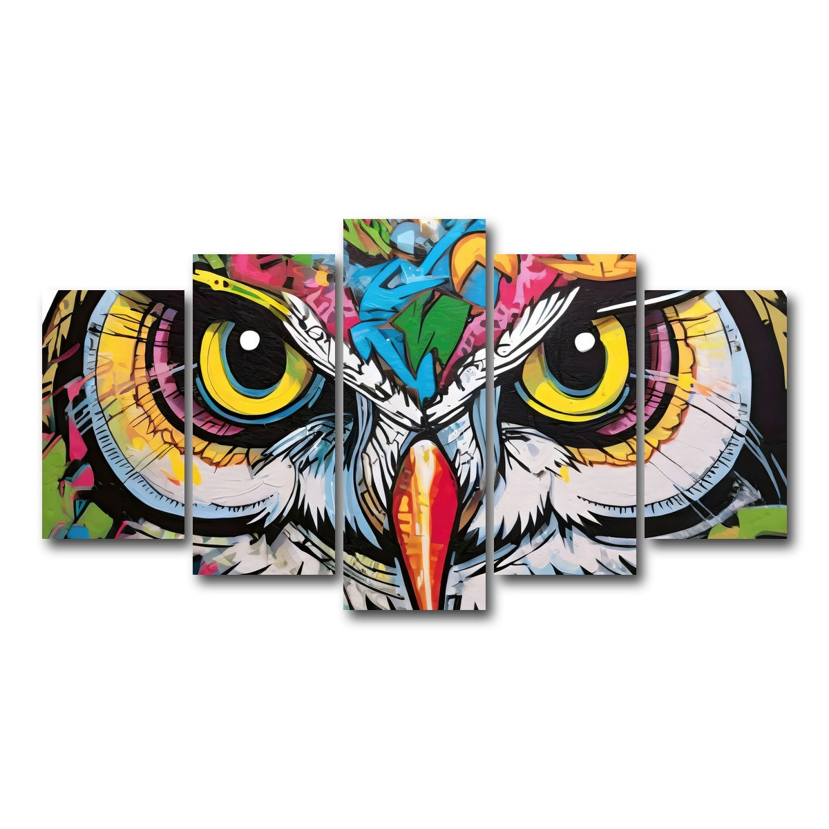 AUTO-MOCKUP WHITE | owl graffiti | 5 Piece | Gallery Wrap Canvas | group=5_normal