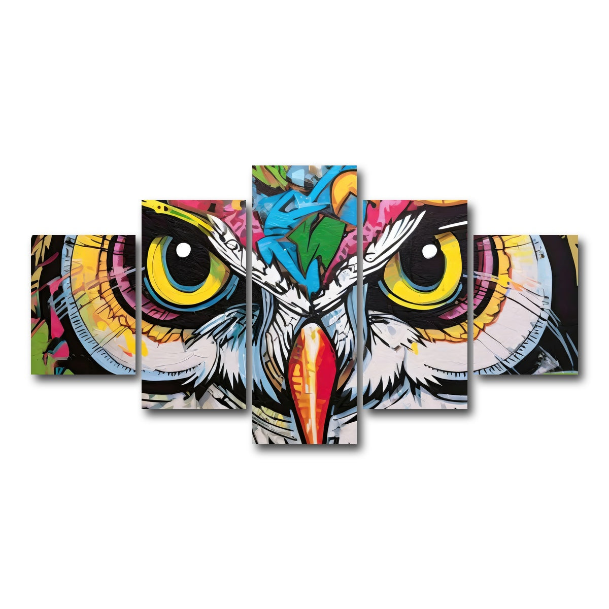 AUTO-MOCKUP WHITE | owl graffiti | 5 Piece | Gallery Wrap Canvas | group=5_short