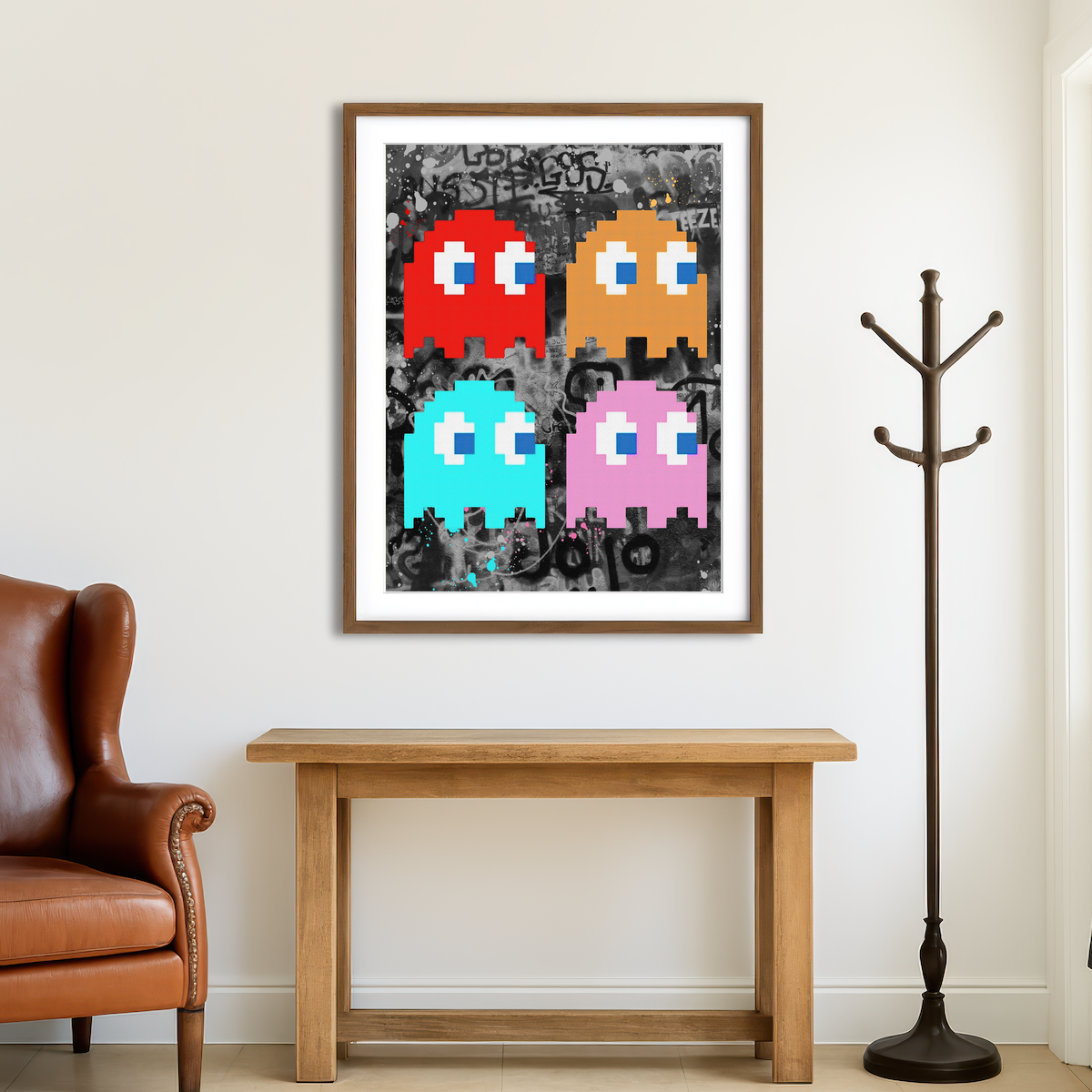 AUTO-MOCKUP ROOM | Pacman Ghosts Wall Art