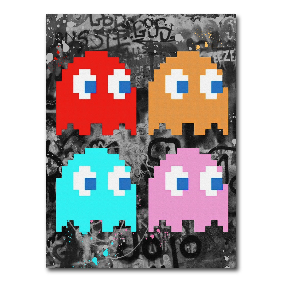 AUTO-MOCKUP WHITE | pacman ghosts | 1 Piece | Gallery Wrap Canvas | group=3x4