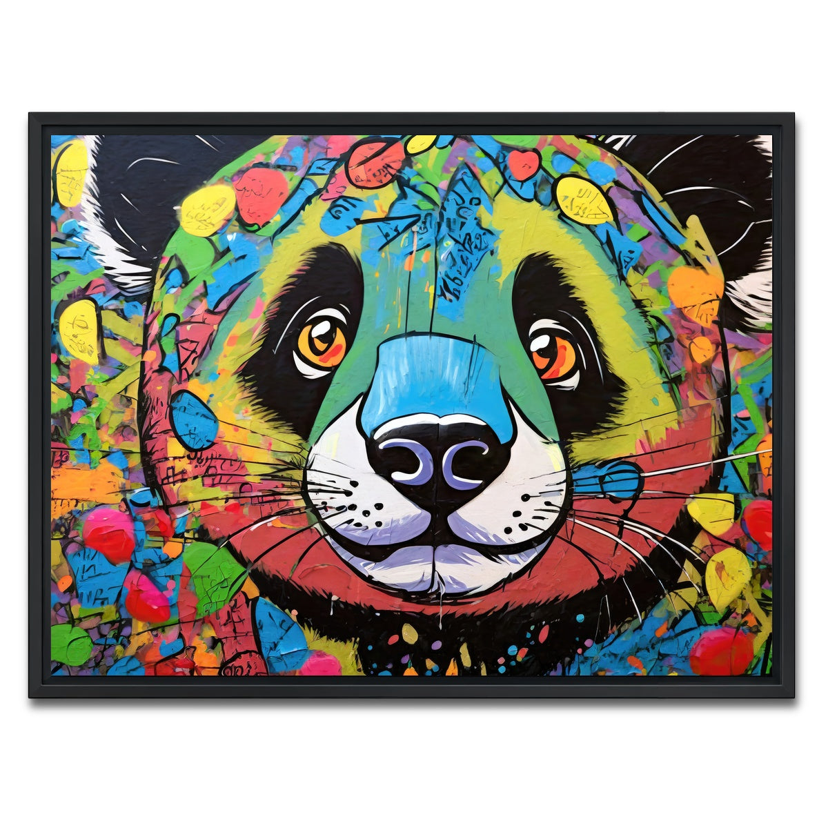 AUTO-MOCKUP WHITE | panda graffiti | 1 Piece | Black Framed Canvas | group=4x3
