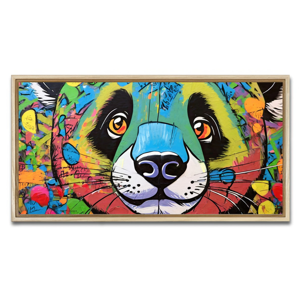 AUTO-MOCKUP WHITE | panda graffiti | 1 Piece | Natural Framed Canvas | group=2x1