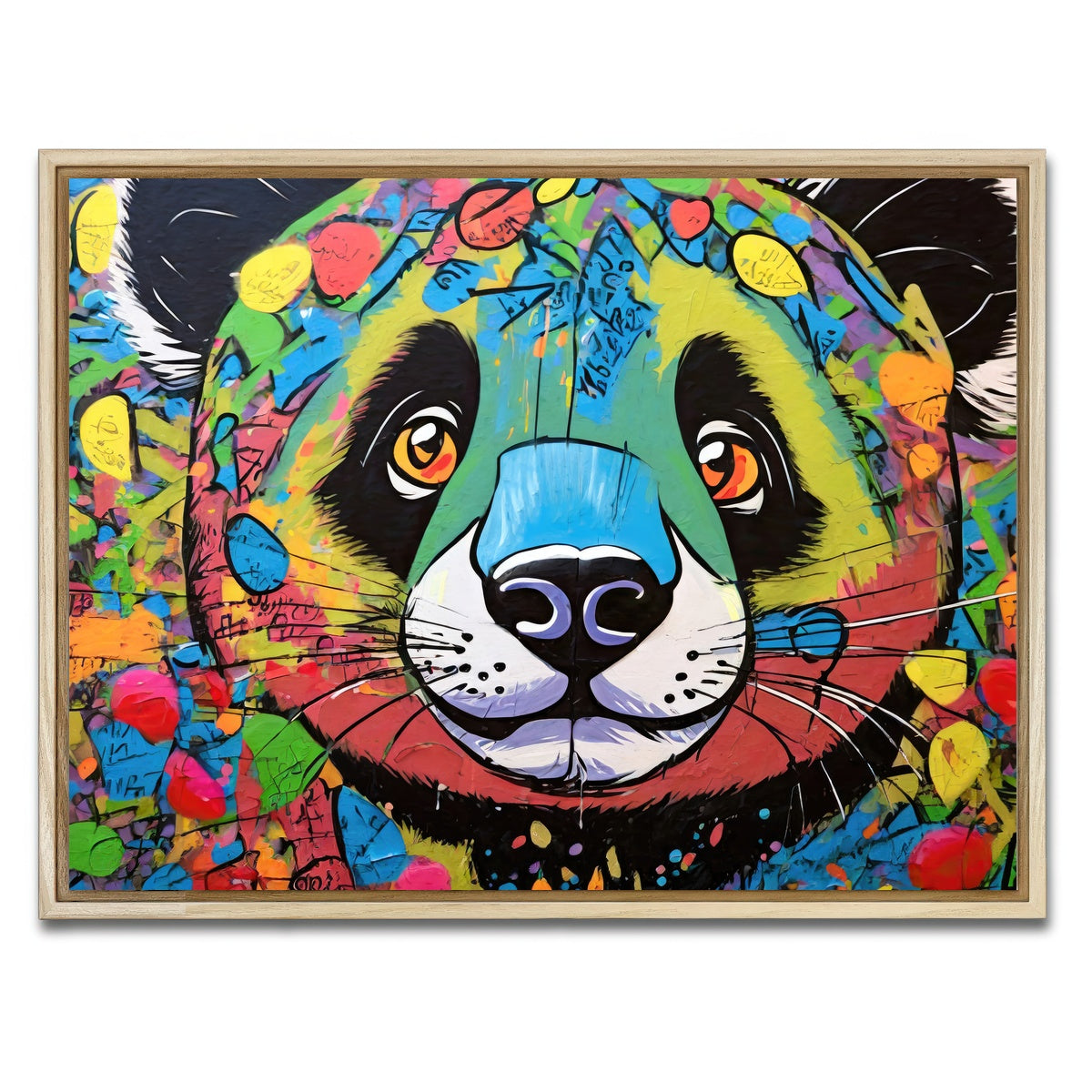 AUTO-MOCKUP WHITE | panda graffiti | 1 Piece | Natural Framed Canvas | group=4x3