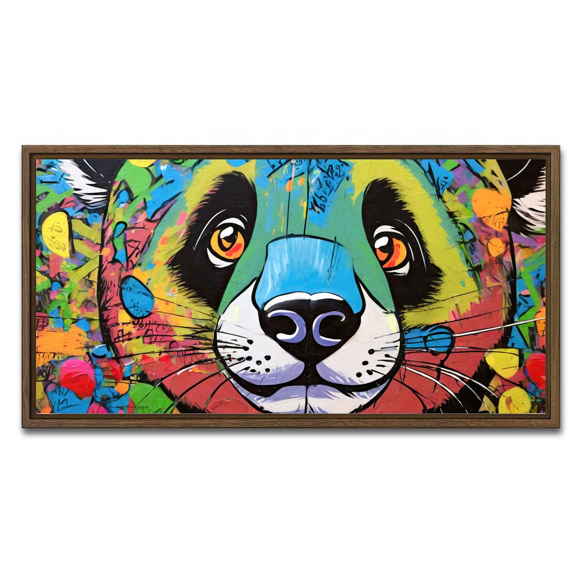 AUTO-MOCKUP WHITE | panda graffiti | 1 Piece | Walnut Framed Canvas | group=2x1