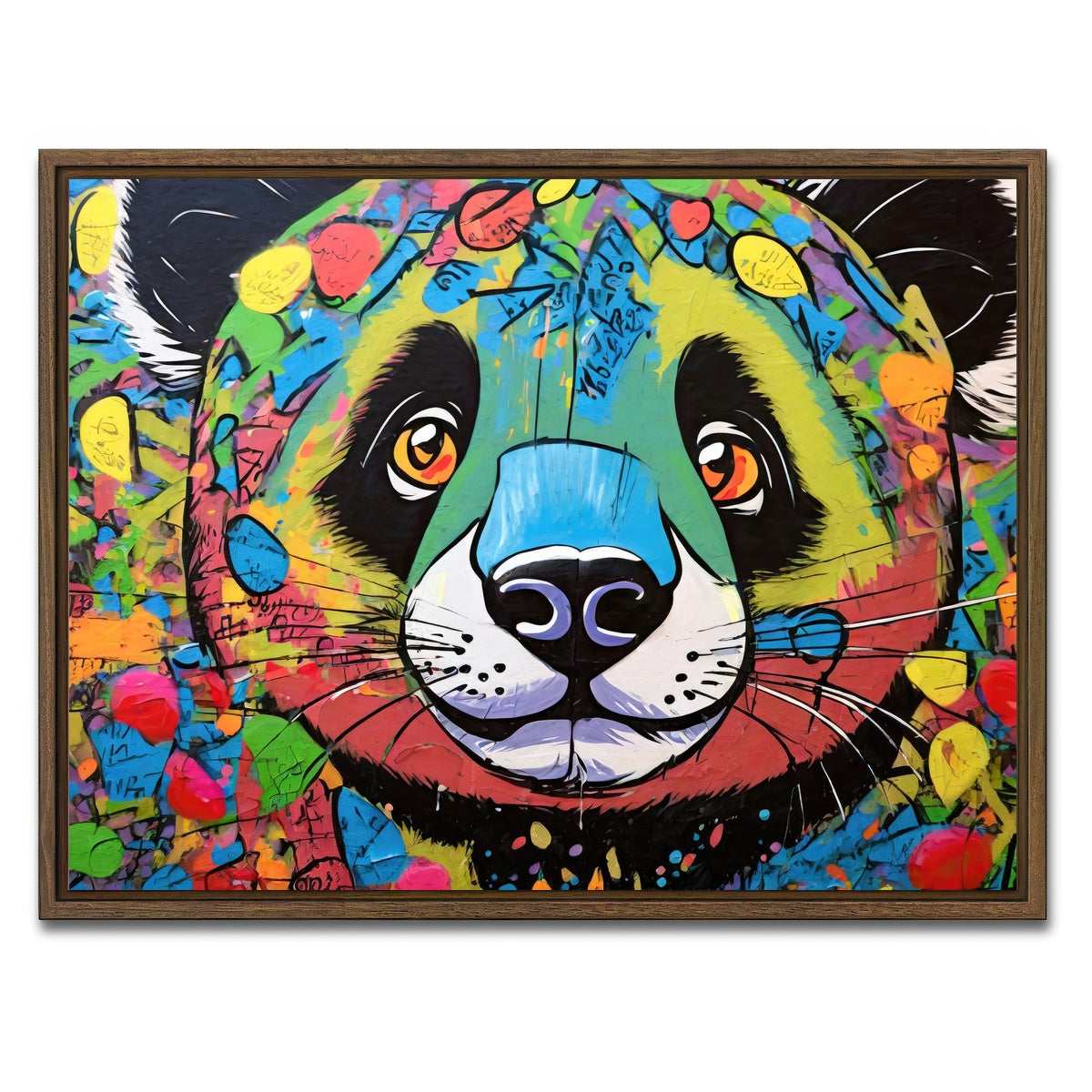 AUTO-MOCKUP WHITE | panda graffiti | 1 Piece | Walnut Framed Canvas | group=4x3