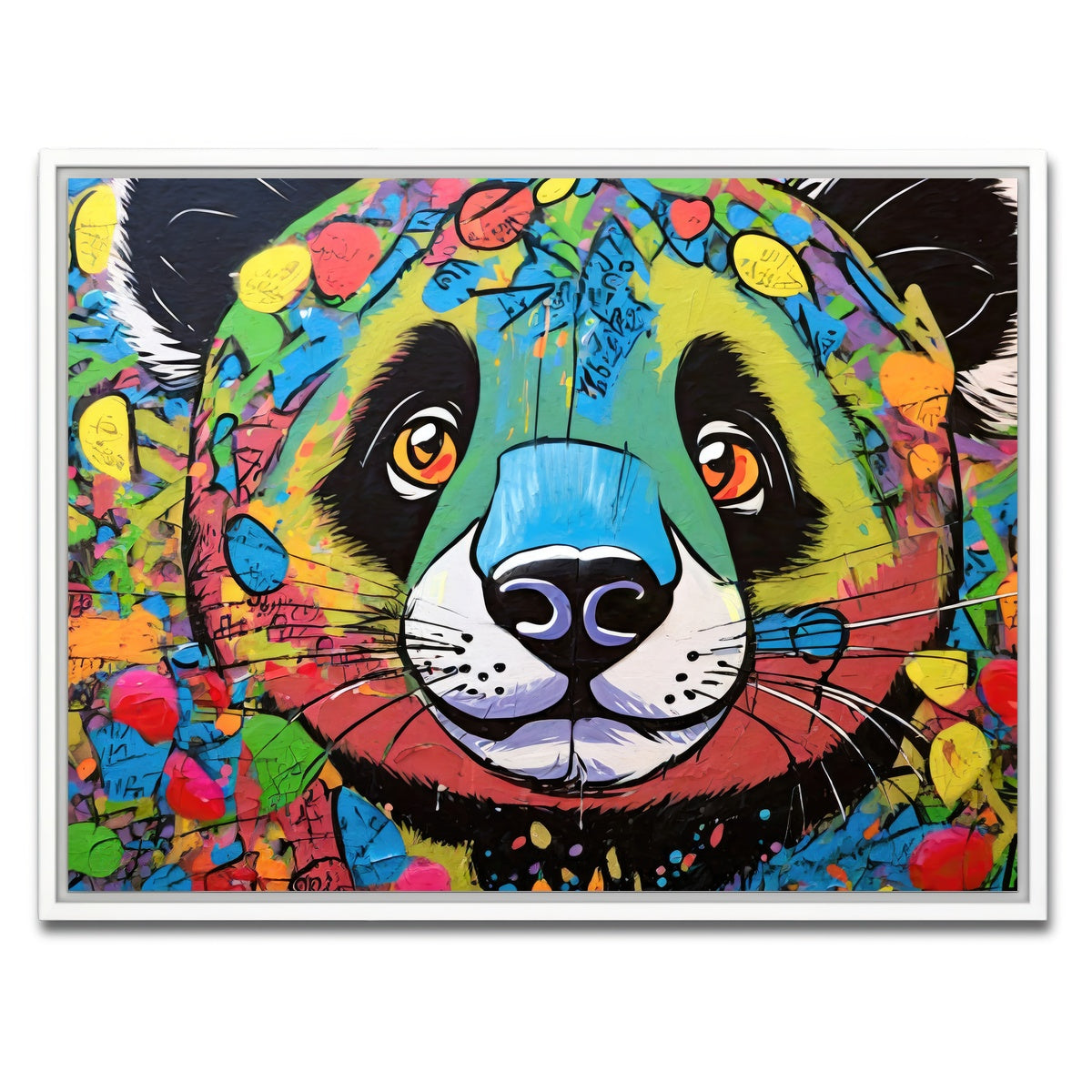AUTO-MOCKUP WHITE | panda graffiti | 1 Piece | White Framed Canvas | group=4x3