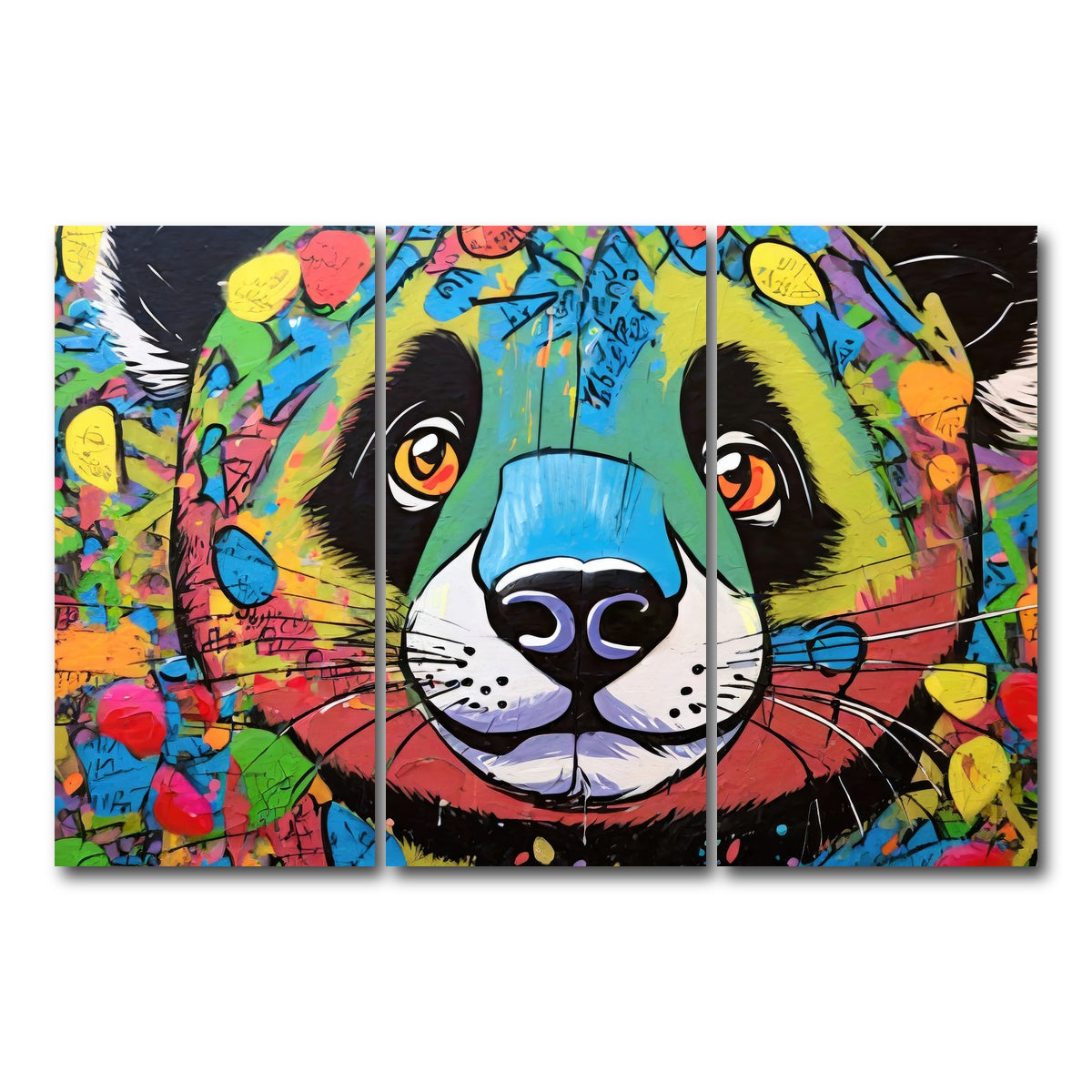AUTO-MOCKUP WHITE | panda graffiti | 3 Piece | Gallery Wrap Canvas | group=12x24