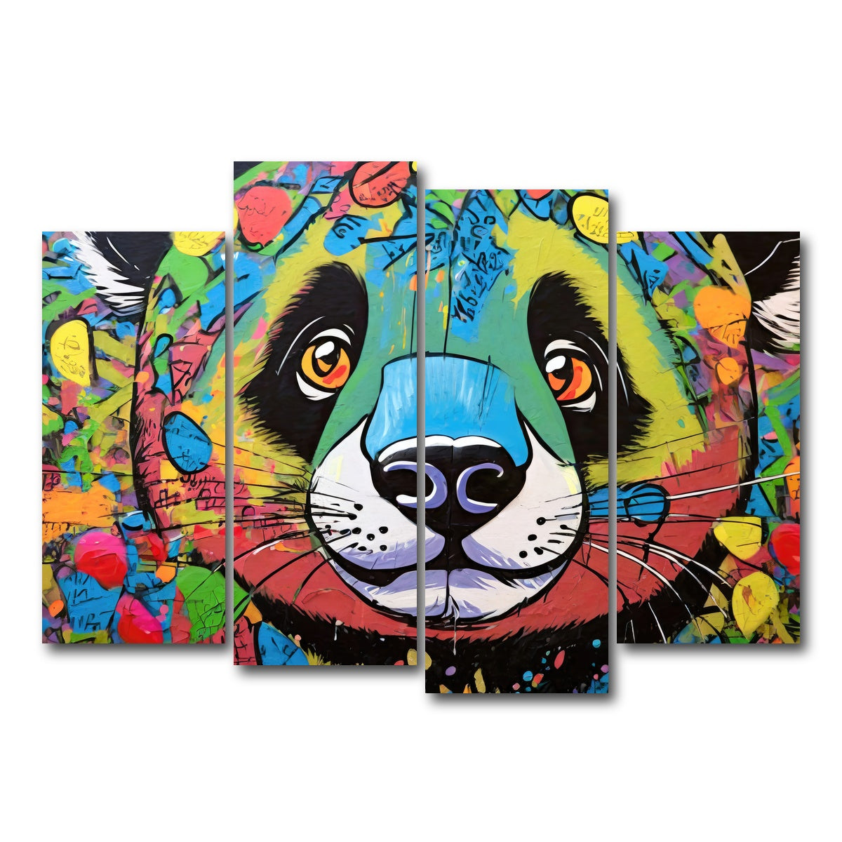 AUTO-MOCKUP WHITE | panda graffiti | 4 Piece | Gallery Wrap Canvas | group=4_normal