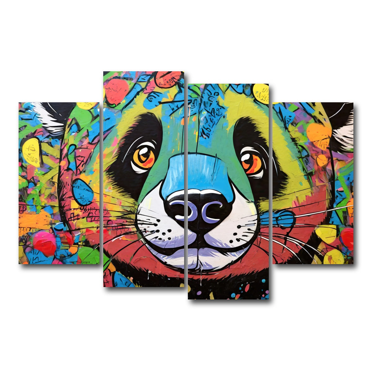 AUTO-MOCKUP WHITE | panda graffiti | 4 Piece | Gallery Wrap Canvas | group=4_short