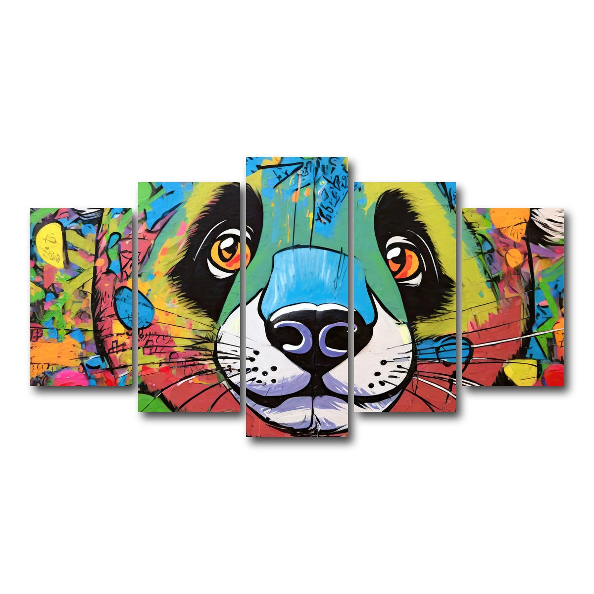 AUTO-MOCKUP WHITE | panda graffiti | 5 Piece | Gallery Wrap Canvas | group=5_normal