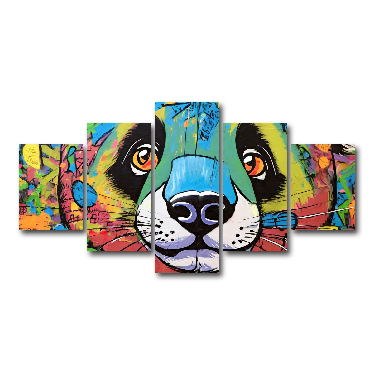 AUTO-MOCKUP WHITE | panda graffiti | 5 Piece | Gallery Wrap Canvas | group=5_short