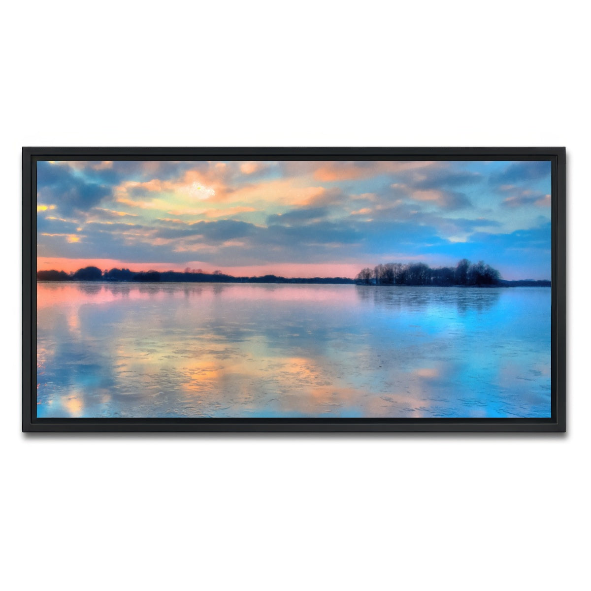 AUTO-MOCKUP WHITE | pastel clouds at sunset | 1 Piece | Black Framed Canvas | group=2x1
