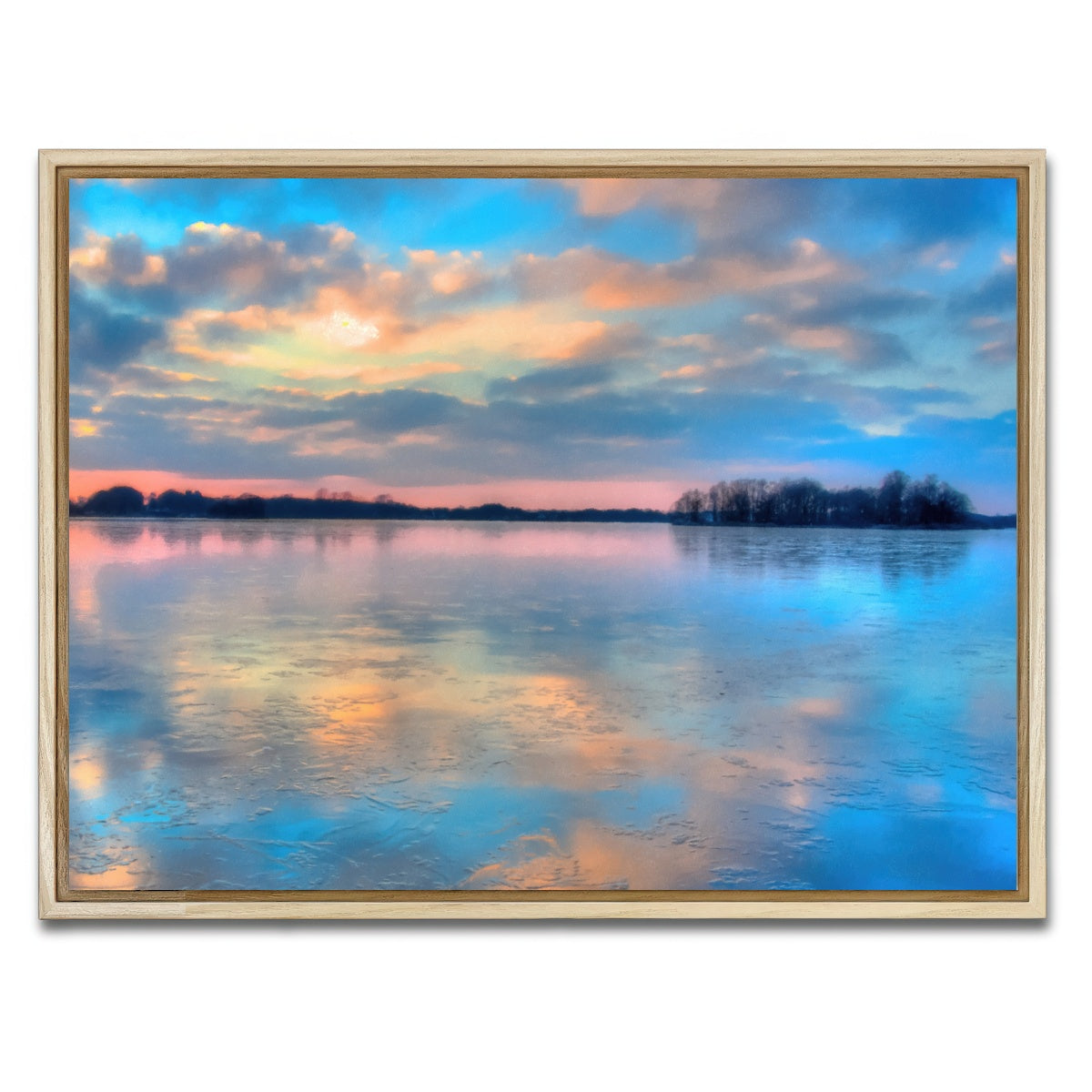 AUTO-MOCKUP WHITE | pastel clouds at sunset | 1 Piece | Natural Framed Canvas | group=4x3