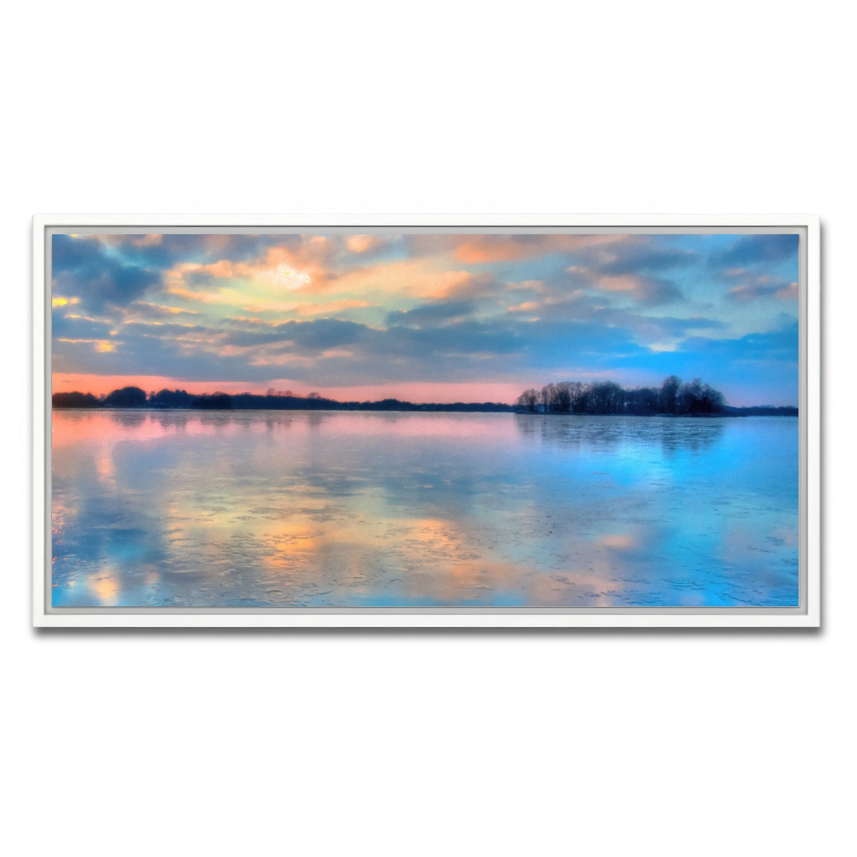 AUTO-MOCKUP WHITE | pastel clouds at sunset | 1 Piece | White Framed Canvas | group=2x1