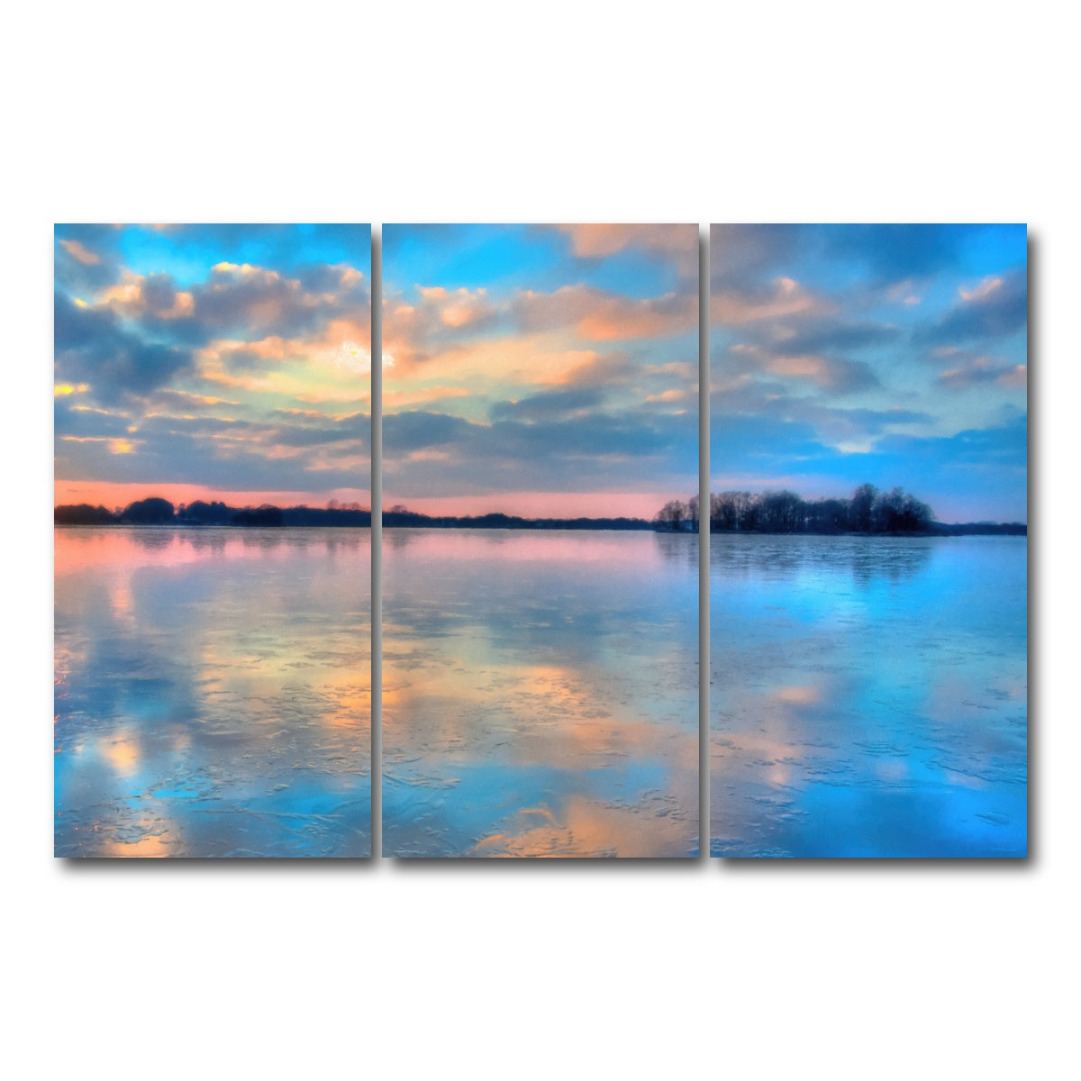 AUTO-MOCKUP WHITE | pastel clouds at sunset | 3 Piece | Gallery Wrap Canvas | group=12x24