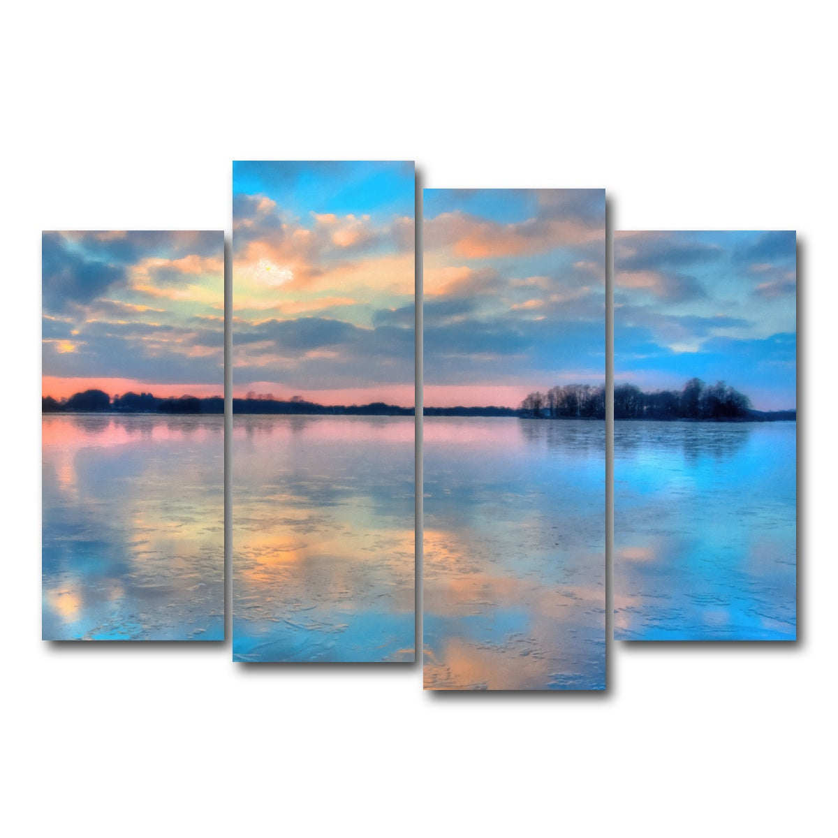 AUTO-MOCKUP WHITE | pastel clouds at sunset | 4 Piece | Gallery Wrap Canvas | group=4_normal