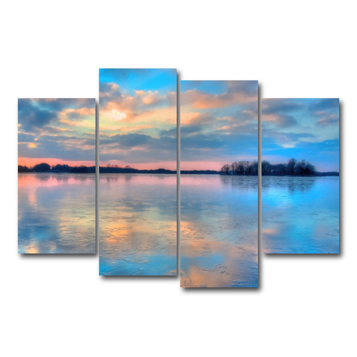 AUTO-MOCKUP WHITE | pastel clouds at sunset | 4 Piece | Gallery Wrap Canvas | group=4_short