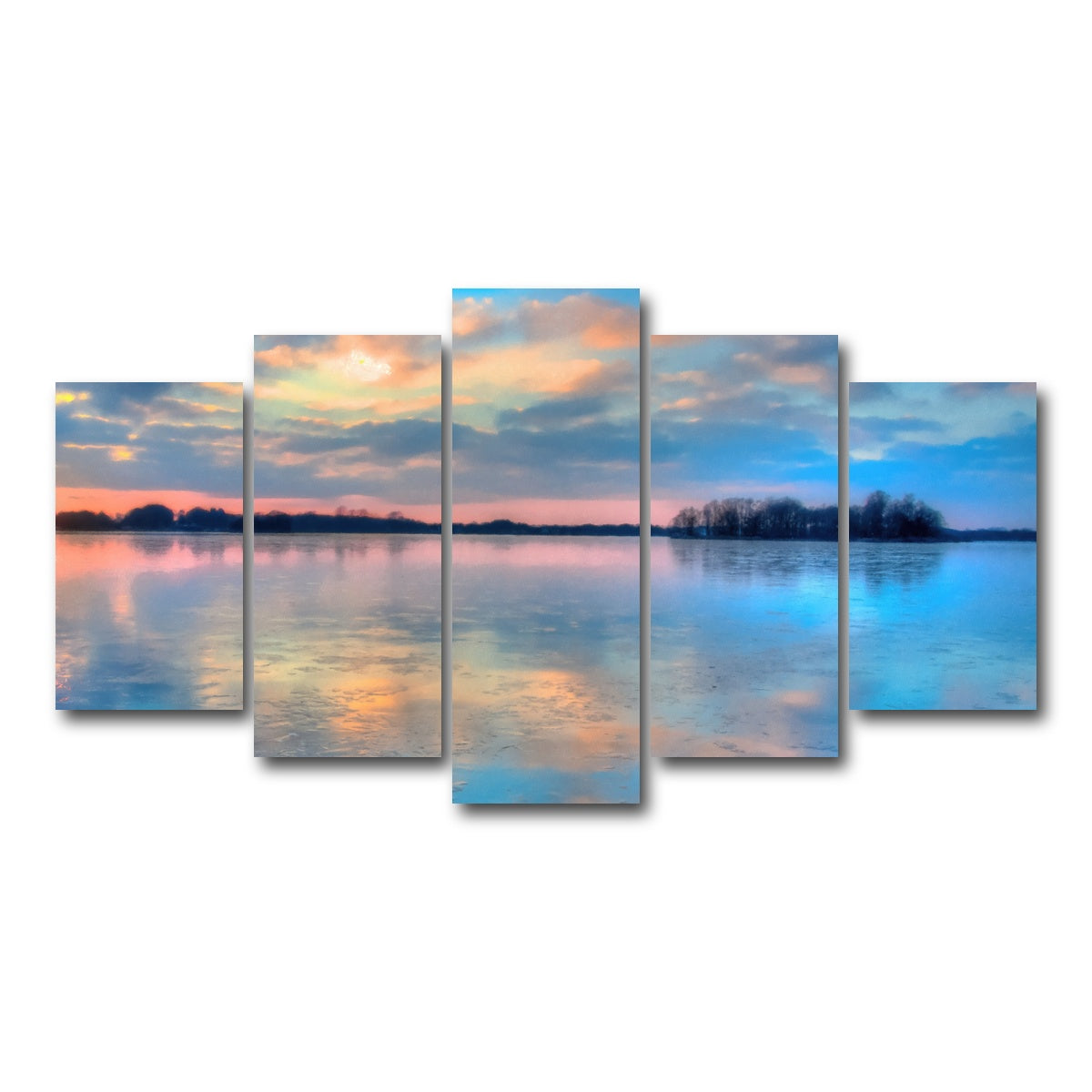 AUTO-MOCKUP WHITE | pastel clouds at sunset | 5 Piece | Gallery Wrap Canvas | group=5_normal